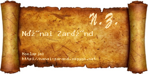 Nánai Zaránd névjegykártya